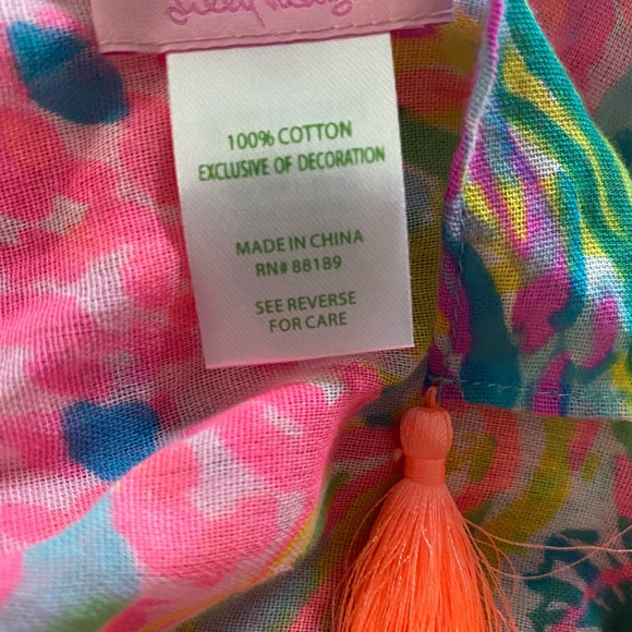 🎉HP🎉NWOT Lilly Pulitzer Cotton Wrap Scarf Fan Sea Pants Resort Cruise 52”x80 - Picture 9 of 11